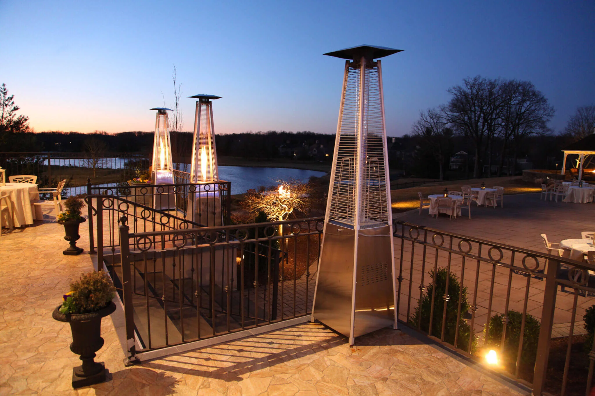 heated lakeside patio at Brooklake