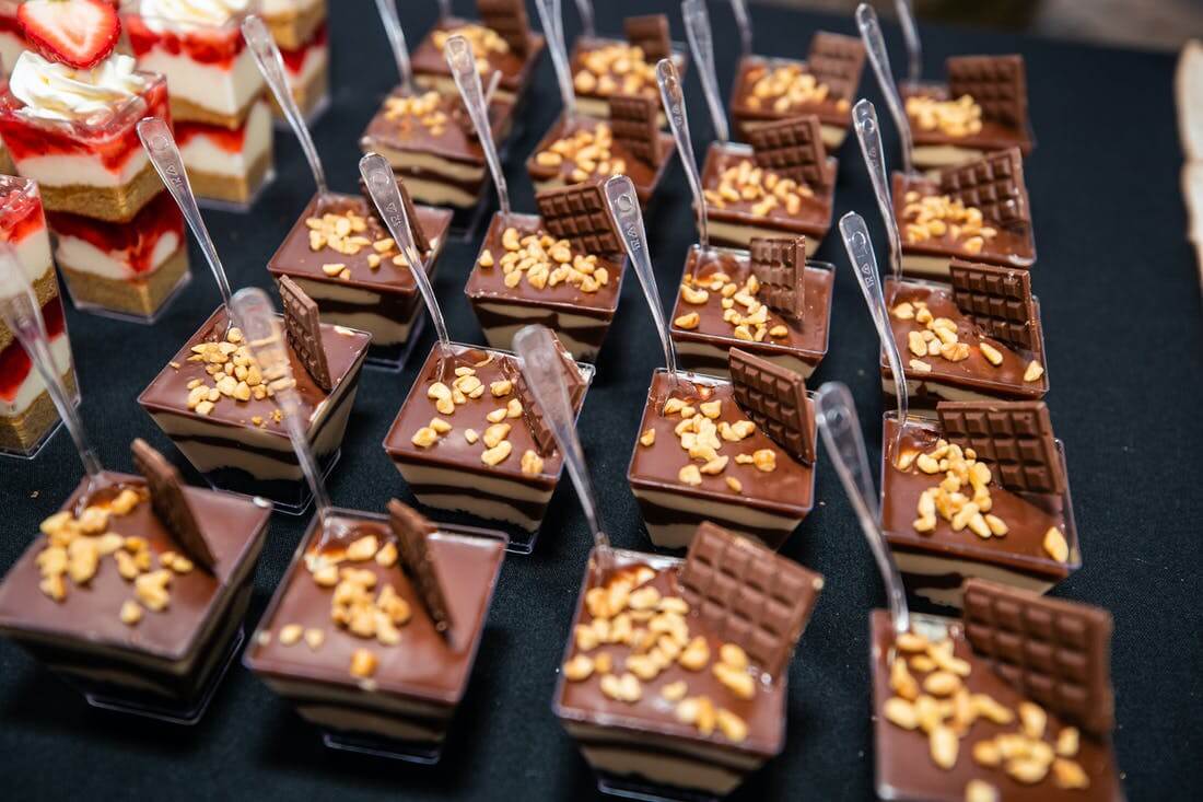 Close up of Viennese chocolate cups at Brookdale Events in Florham Park, NJ