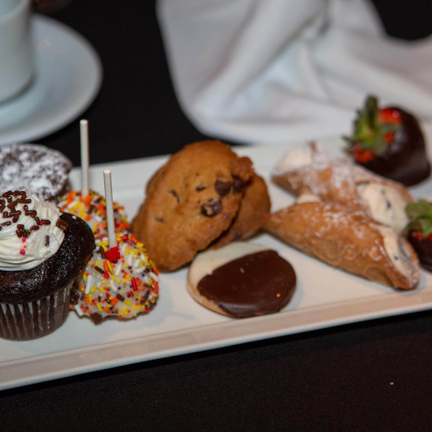 Close up of bar mitzvah cookies and desserts at Brooklake Events in New Jersey