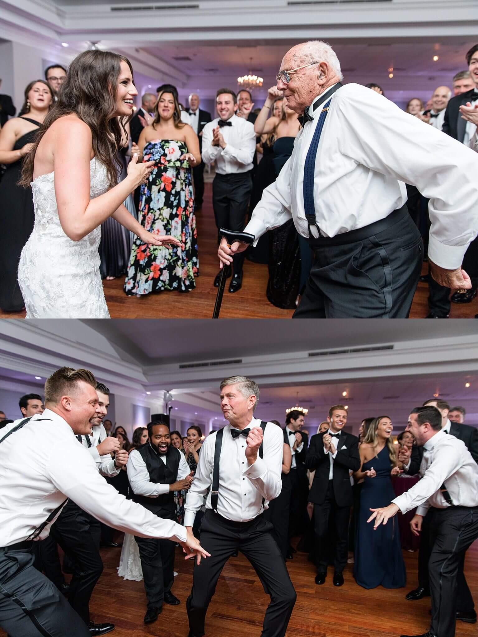 A bride and groom gracefully dancing on the dance floor at a charming New Jersey wedding venue.