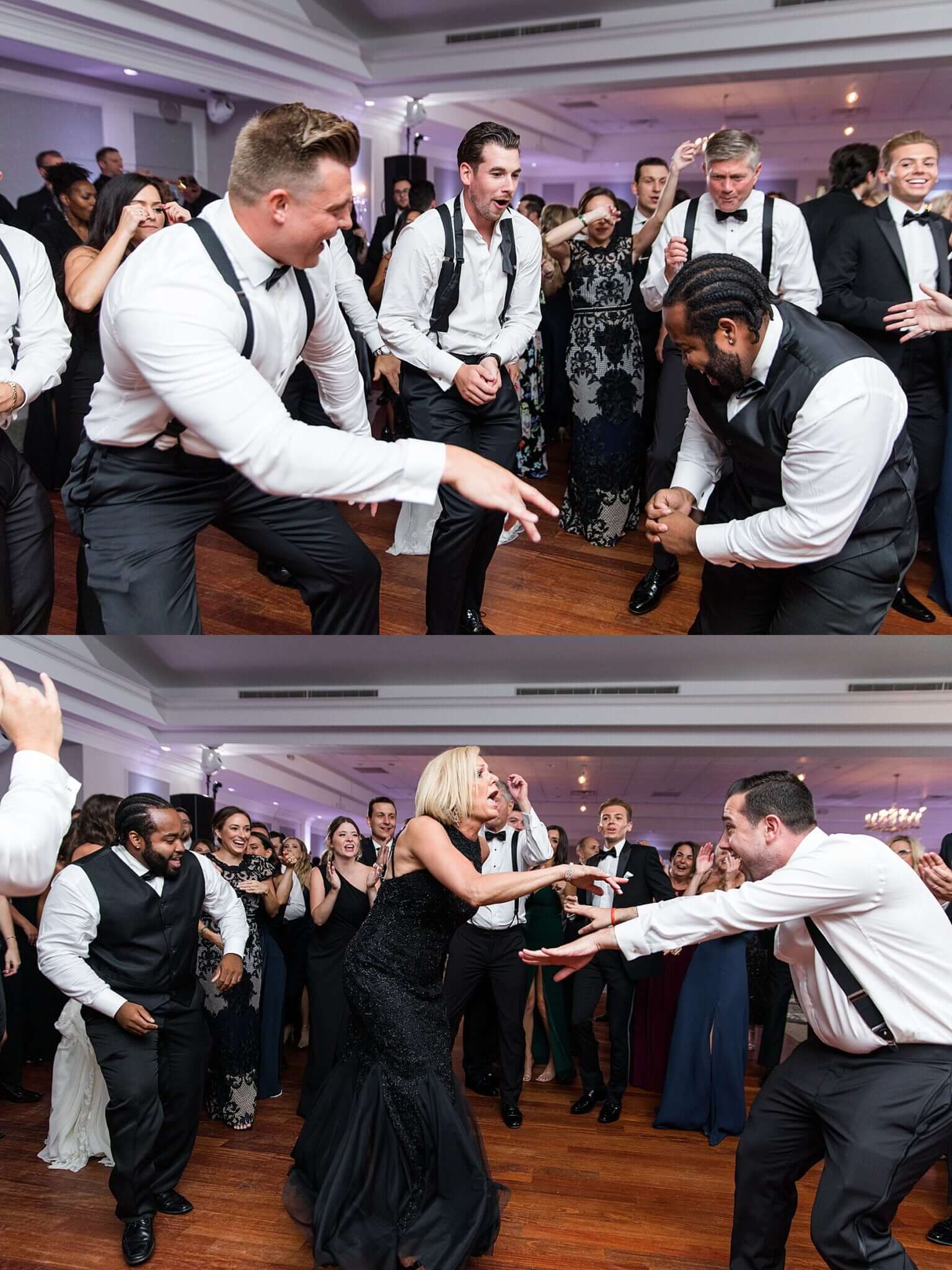 A group of people dancing on the dance floor at a NJ wedding.
